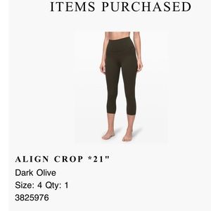 Lululemon Align Crop 21” Dark Olive